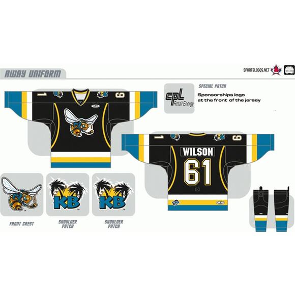 Rio Grande Valley Killer Bees 2000s AK hockey jersey XL 2x black gold CHL vtg - Picture 3 of 6